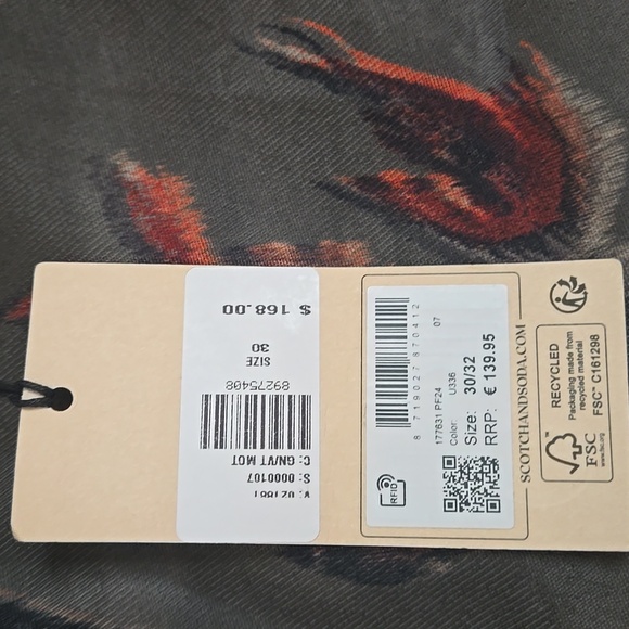 Scotch & Soda High-Rise Flare Pants – Olive Green Floral Print, Women’s Size 10 - Picture 4 of 8